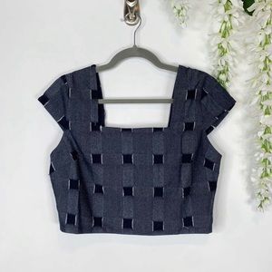 (NWT) LINE & DOT denim crop top square neck 1586